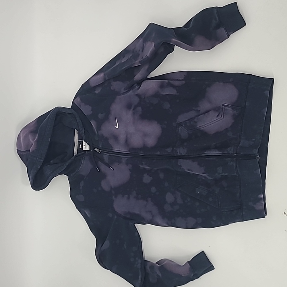 Nike zip up hoodie bleach Dyed women's large